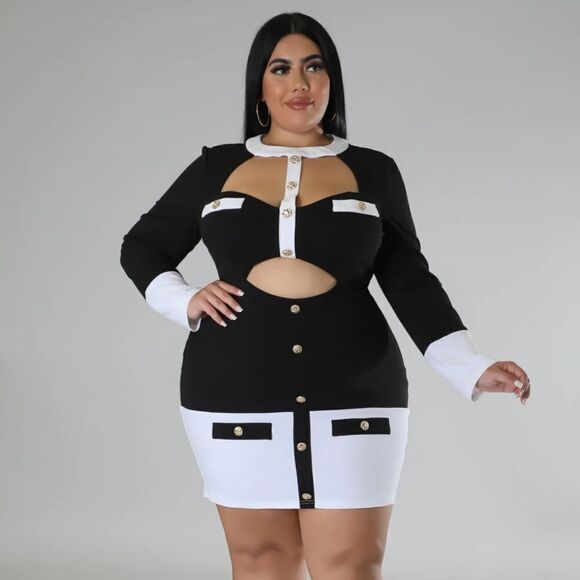 NWT Classic Chic Black/White Dress - Size 2X - Picture 1 of 14